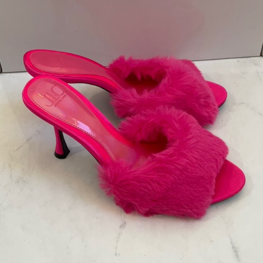 JLO Jennifer Lopez Bowery Faux Mink Mule in Lollipop, Size: 10 - Picture 6 of 8